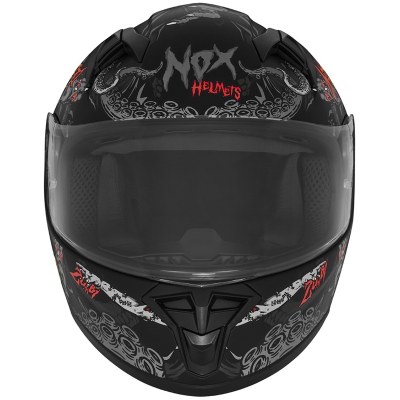 Dječja full face motociklistička kaciga NOX N731 ZUMBI mat crno-crvena