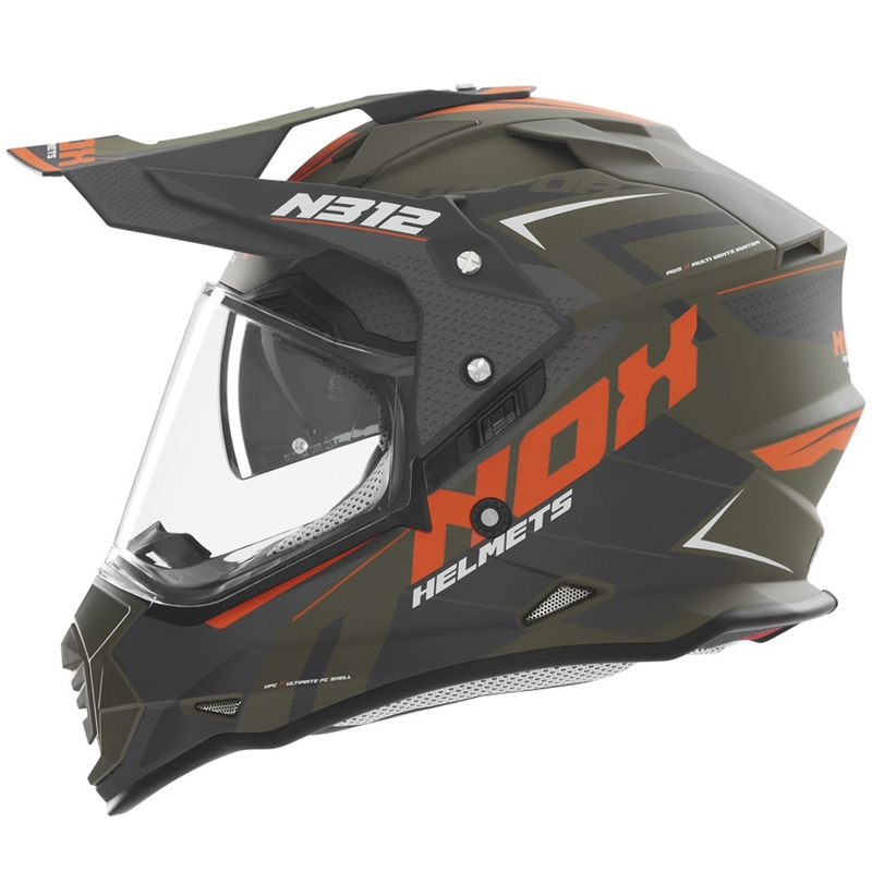 Enduro motociklistička kaciga NOX N312 Vapor mat kaki-narančasta