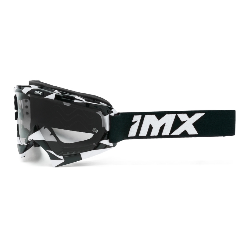 Motocross naočale iMX Mud bijelo-crne s prozirnim pleksiglasom