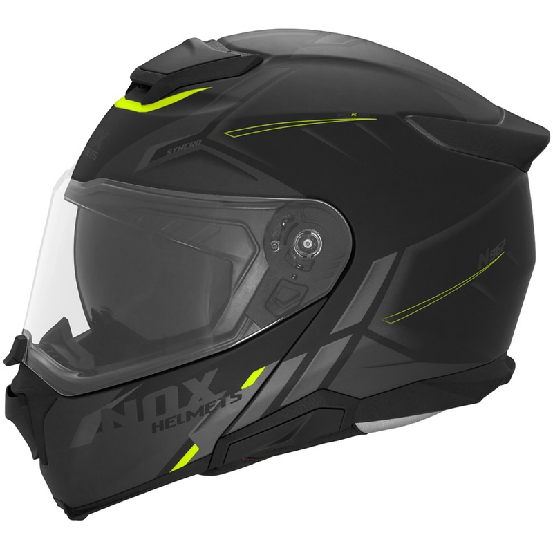 Preklopna motociklistička kaciga NOX N967 Synchro mat crno-fluo žuta