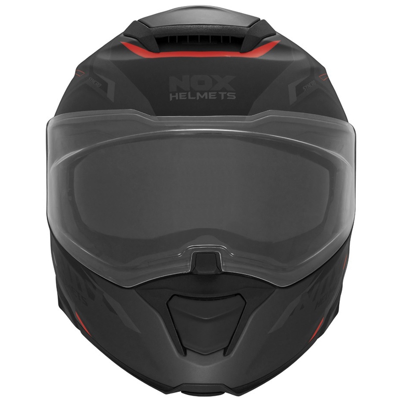 Preklopna motociklistička kaciga NOX N967 Synchro mat crno-crvena