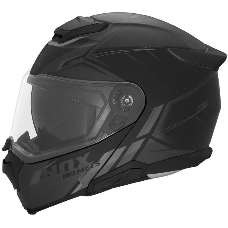 Preklopna motociklistička kaciga NOX N967 Synchro mat crno-siva
