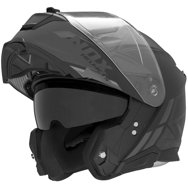 Preklopna motociklistička kaciga NOX N967 Synchro mat crno-siva
