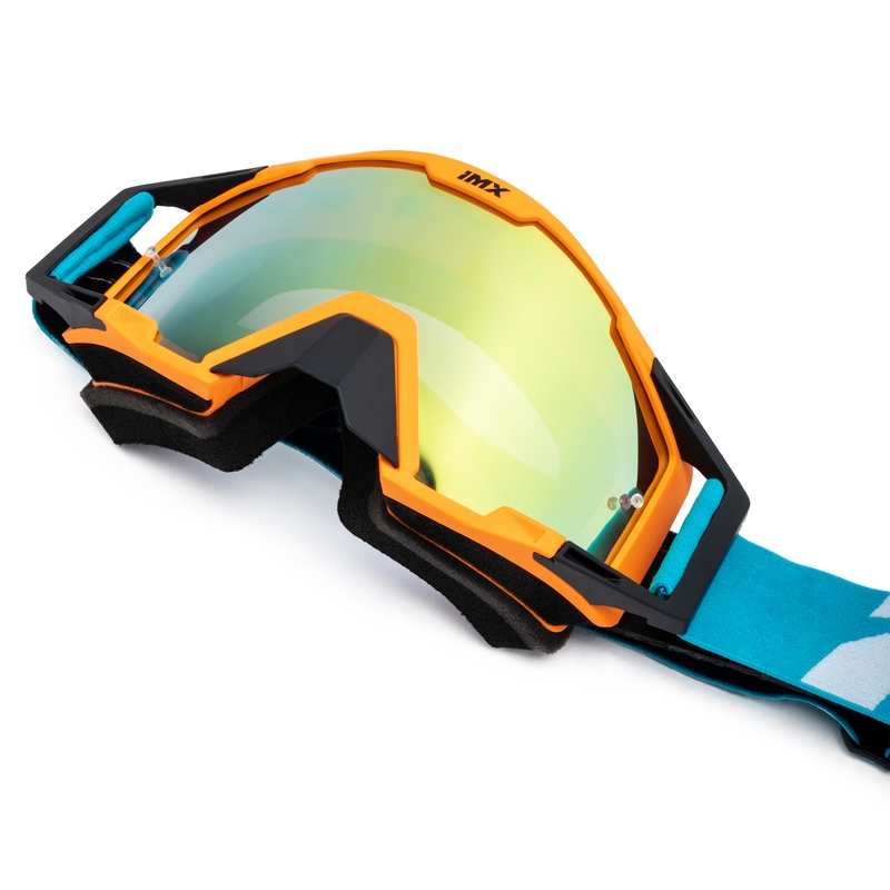 Naočale za motocross iMX Sand narančasto-plavo-bijele s iridij pleksiglasom