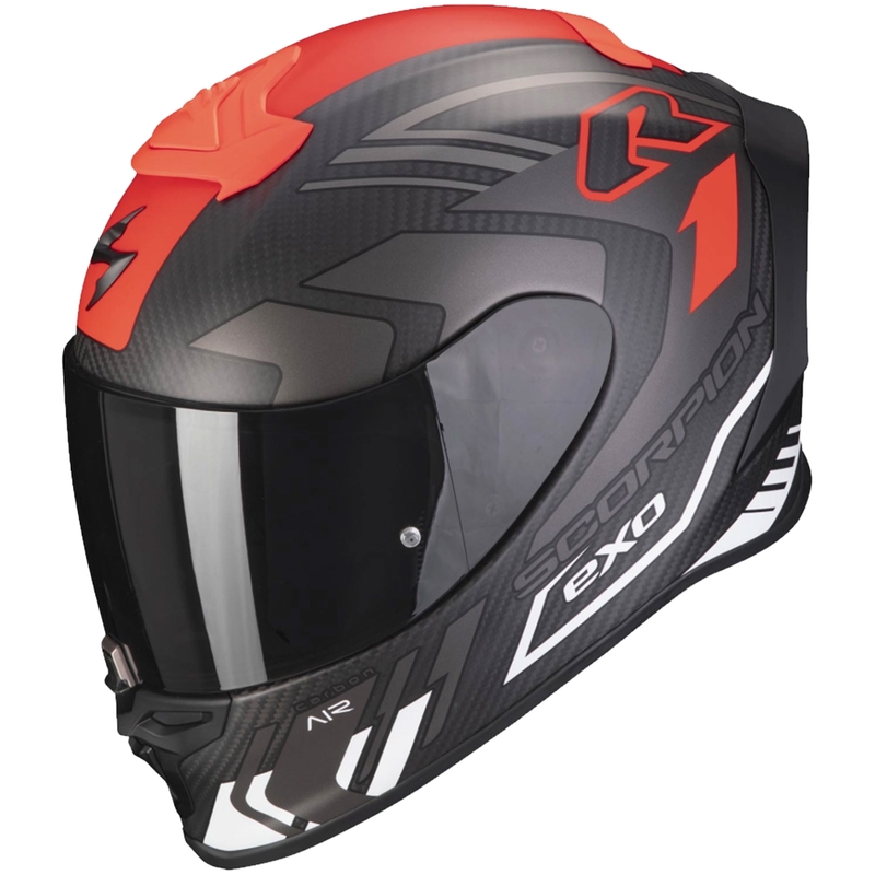 Scorpion EXO-R1 EVO Carbon Air Supra integralna kaciga crna-srebrna-crvena