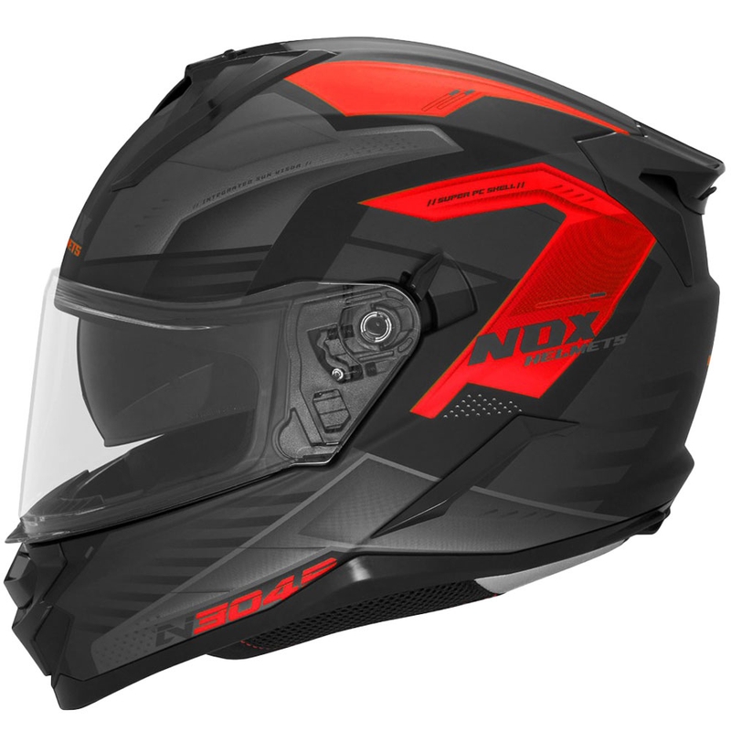 Motociklistička kaciga za cijelo lice NOX N304S CARVER mat crno-crvena