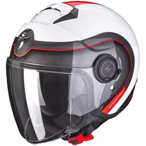 Otvorena motoristička kaciga Scorpion EXO-CITY ROLL bijelo-crvena