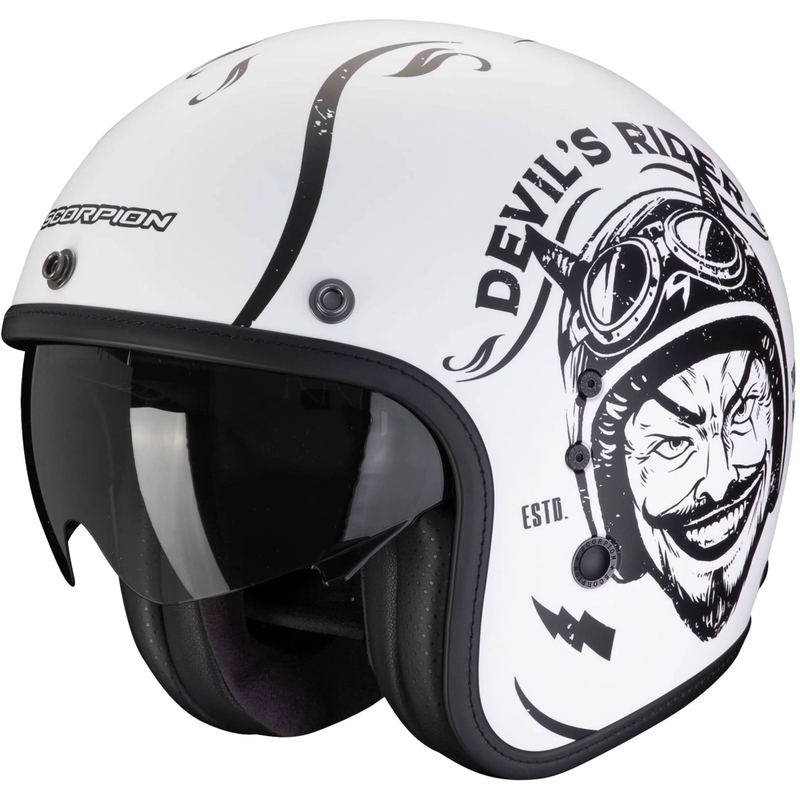 Otvorena motociklistička kaciga Scorpion Belfast Evo ROMEO mat crno-bijela rasprodaja