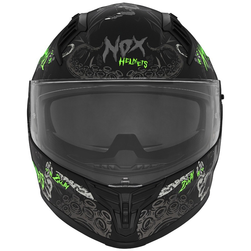 Motociklistička kaciga za cijelo lice NOX N401 ZUMBI mat crno-fluo zelena
