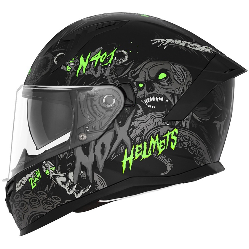 Motociklistička kaciga za cijelo lice NOX N401 ZUMBI mat crno-fluo zelena