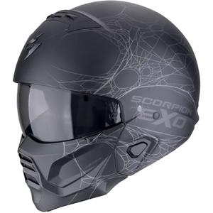 Modularna motociklistička kaciga Scorpion EXO-COMBAT II SPIDERWEB mat crno-srebrna