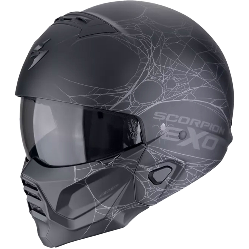Modularna motociklistička kaciga Scorpion EXO-COMBAT II SPIDERWEB mat crno-srebrna