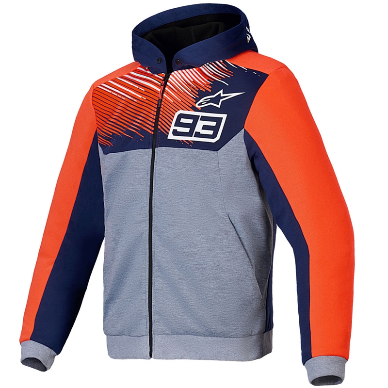 Kolekcija Alpinestars Chrome V2 Sport Hoodie MM93 svijetlo sivo-plavo-fluo crvena