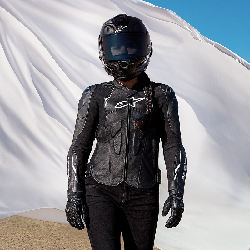 Alpinestars Stella Dusk ženska kožna motoristička jakna crno-bijela