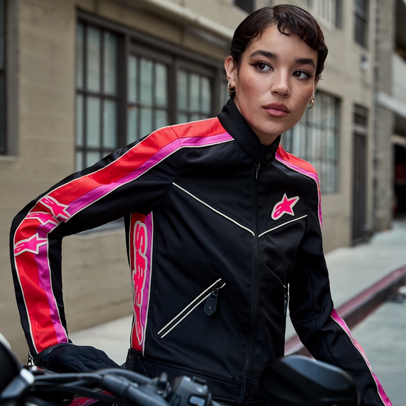 Alpinestars Stella T-Dyno vodootporna ženska motociklistička jakna crno-crveno-ružičasta