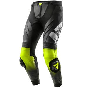 Kožne motociklističke hlače Rebelhorn Inferno crno-fluo žute