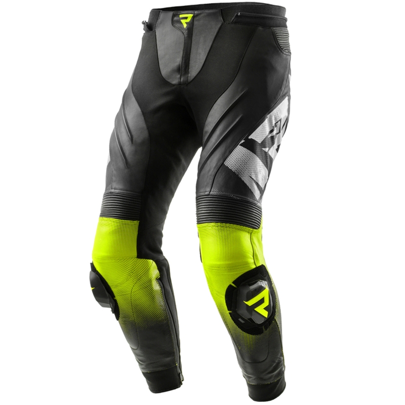 Kožne motociklističke hlače Rebelhorn Inferno crno-fluo žute