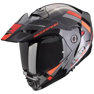 Výklopná helma na motorku Scorpion ADX-2 GALANE stříbrno-černo-červená