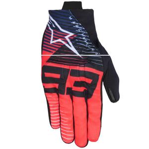 Kolekcija motociklističkih rukavica Alpinestars Reef V2 MM93 Kolekcija Fluo crveno-plavo-bijela