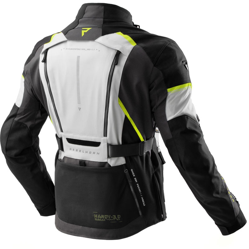 Motociklistička jakna Rebelhorn Hardy 3.0 crna-siva-fluo žuta