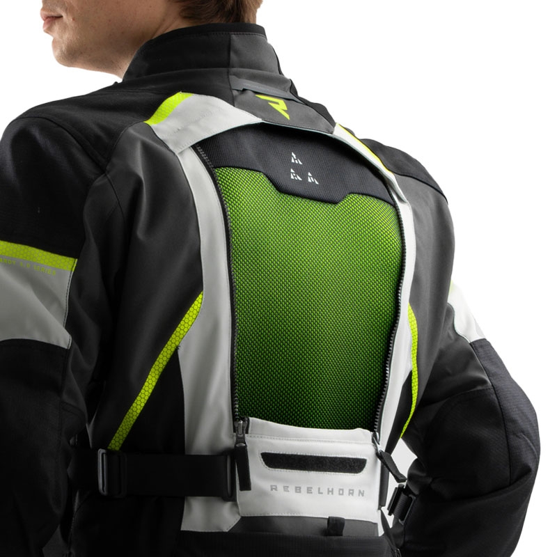 Motociklistička jakna Rebelhorn Hardy 3.0 crna-siva-fluo žuta