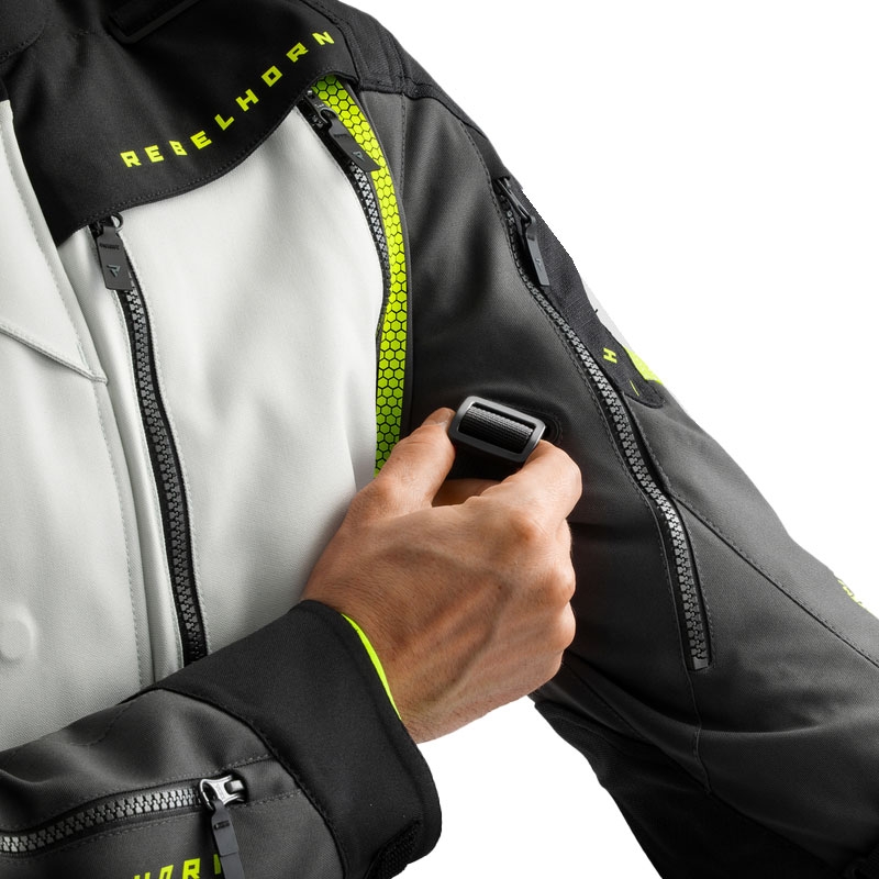 Motociklistička jakna Rebelhorn Hardy 3.0 crna-siva-fluo žuta