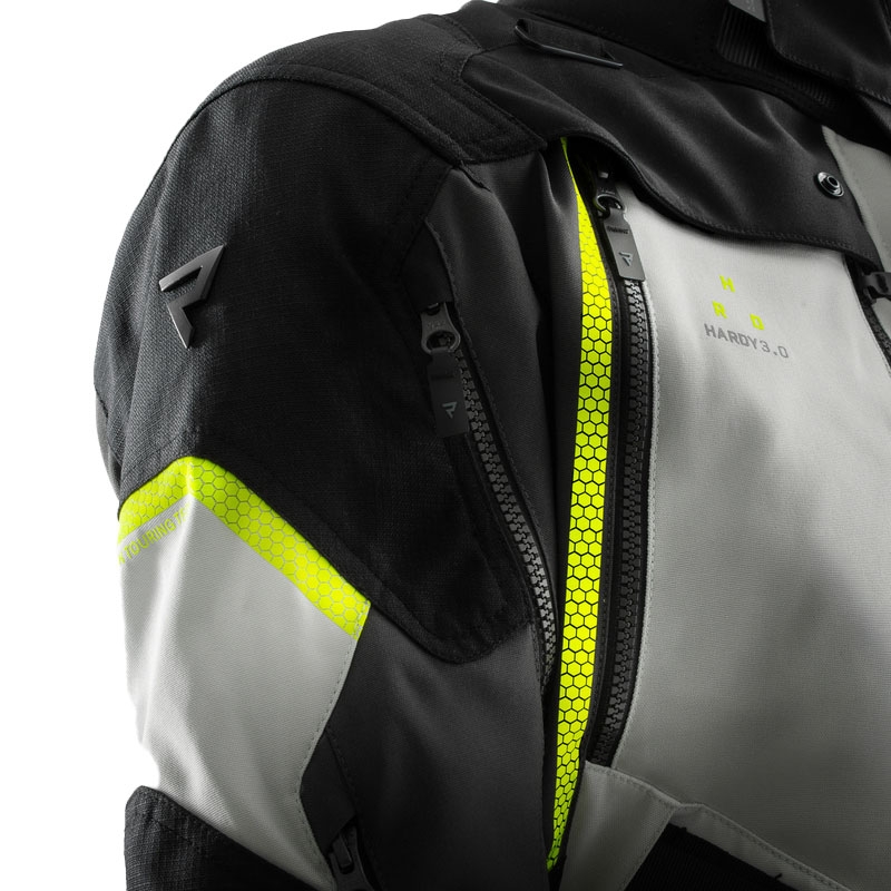Motociklistička jakna Rebelhorn Hardy 3.0 crna-siva-fluo žuta