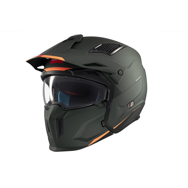 Otvorena kaciga s maskom MT Streetfighter SV S Solid A6 mat zelena s iridium vizirom