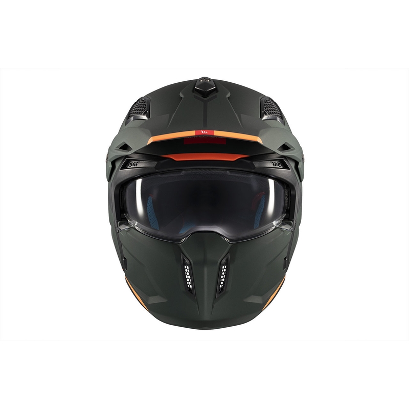 Otvorena kaciga s maskom MT Streetfighter SV S Solid A6 mat zelena s iridium vizirom