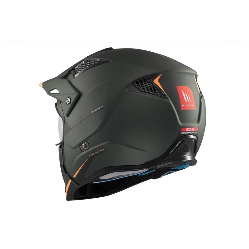 Otvorena kaciga s maskom MT Streetfighter SV S Solid A6 mat zelena s iridium vizirom
