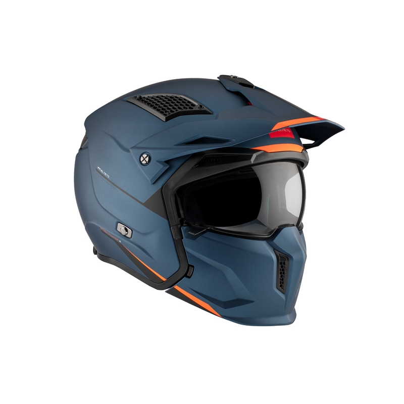 Otvorena kaciga s maskom MT Streetfighter SV S Solid A7 mat plava s iridium vizirom
