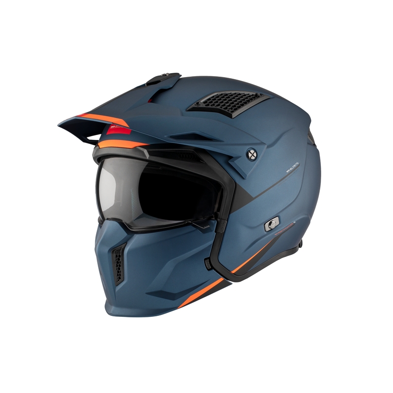 Otvorena kaciga s maskom MT Streetfighter SV S Solid A7 mat plava s iridium vizirom