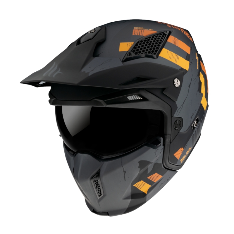 Otvorena kaciga s maskom MT Streetfighter Skull 2020 sivo-narančasta s iridium vizirom