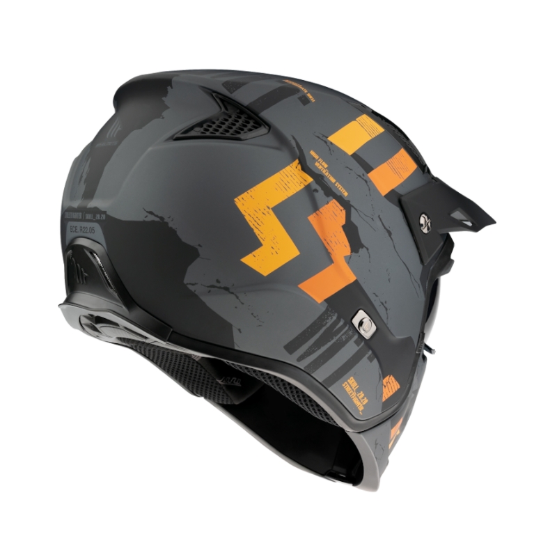 Otvorena kaciga s maskom MT Streetfighter Skull 2020 sivo-narančasta s iridium vizirom