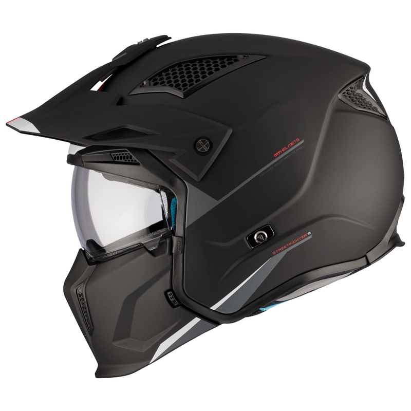 Otvorena kaciga s maskom MT Streetfighter SV S Solid A1 crna mat s iridium vizirom