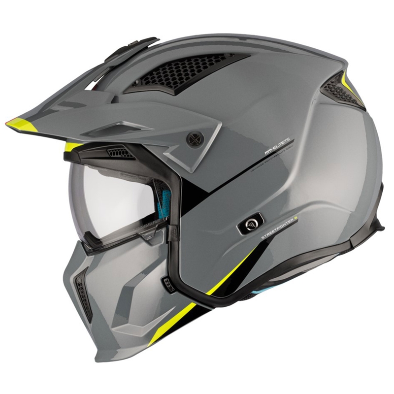 Otvorena kaciga s maskom MT Streetfighter SV S Solid A22 sjajno siva s iridium vizirom