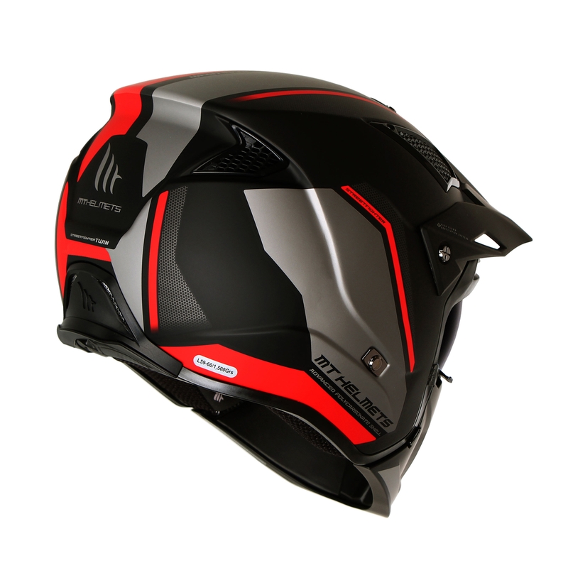 Otvorena kaciga s maskom MT Streetfighter SV S TWIN C5 crno-crvena s iridium vizirom