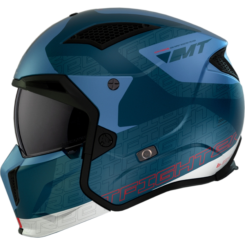 Otvorena kaciga s maskom MT Streetfighter SV Totem C17 bijelo-plava s iridium vizirom