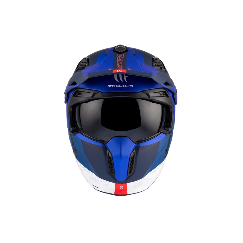 Otvorena kaciga s maskom MT Streetfighter SV Totem C17 bijelo-plava s iridium vizirom