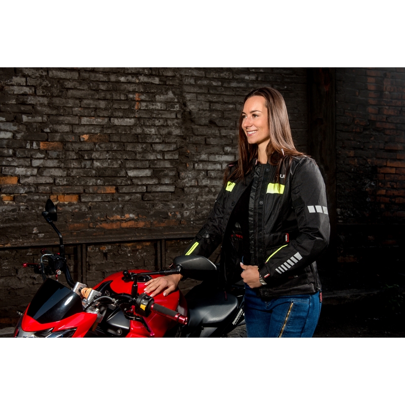 RSA Gun ženska motociklistička jakna crno-fluo žuta rasprodaja
