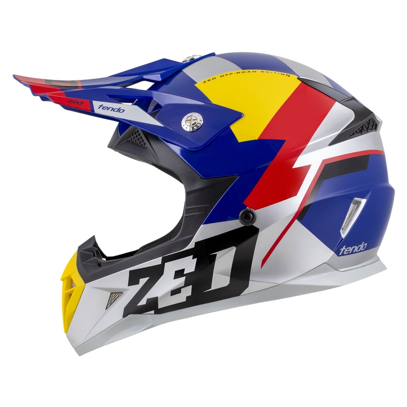 Motocross kaciga ZED X1.9 Tendo pearl plava-crvena-žuta-srebrna
