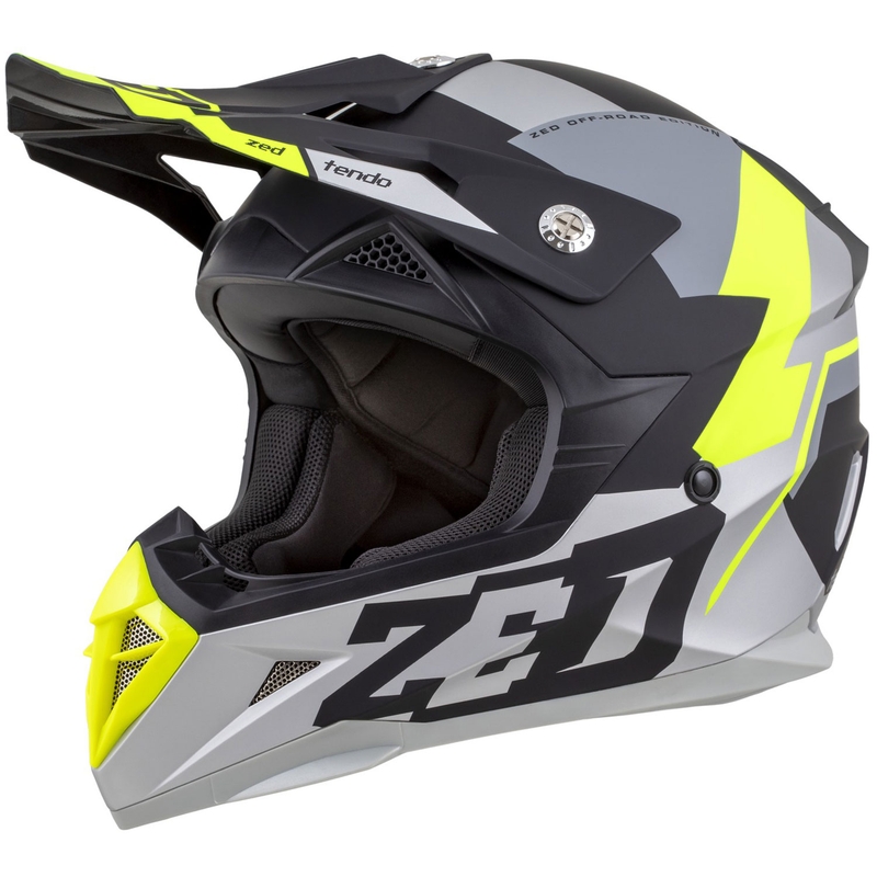 Kaciga za motocross ZED X1.9 Tendo mat crna-tamno siva-svijetlo siva-fluo žuta