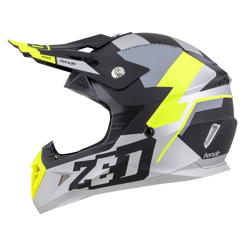 Kaciga za motocross ZED X1.9 Tendo mat crna-tamno siva-svijetlo siva-fluo žuta
