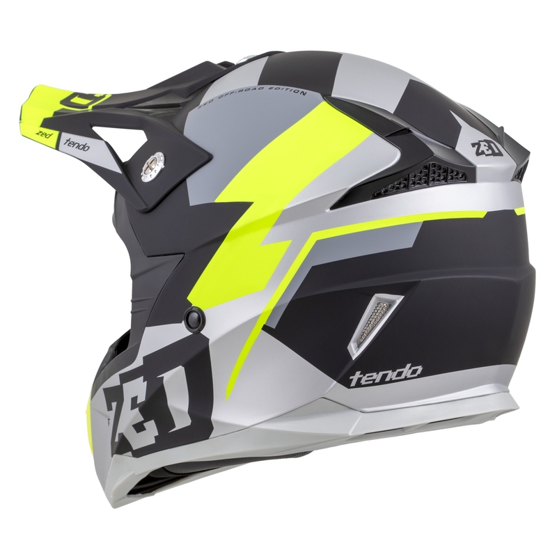 Kaciga za motocross ZED X1.9 Tendo mat crna-tamno siva-svijetlo siva-fluo žuta