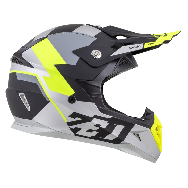 Kaciga za motocross ZED X1.9 Tendo mat crna-tamno siva-svijetlo siva-fluo žuta