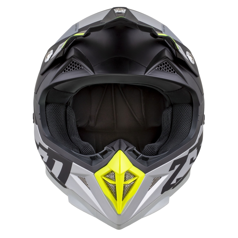 Kaciga za motocross ZED X1.9 Tendo mat crna-tamno siva-svijetlo siva-fluo žuta