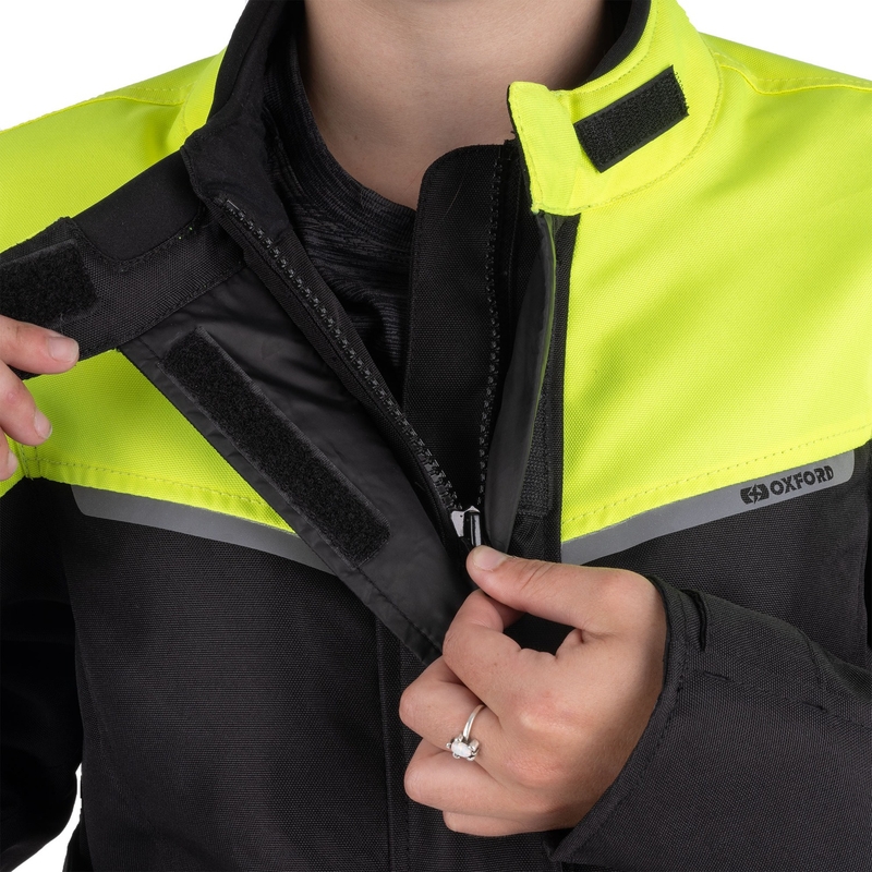 Ženska motoristička jakna Oxford Spartan Long WP crno-fluo žuta