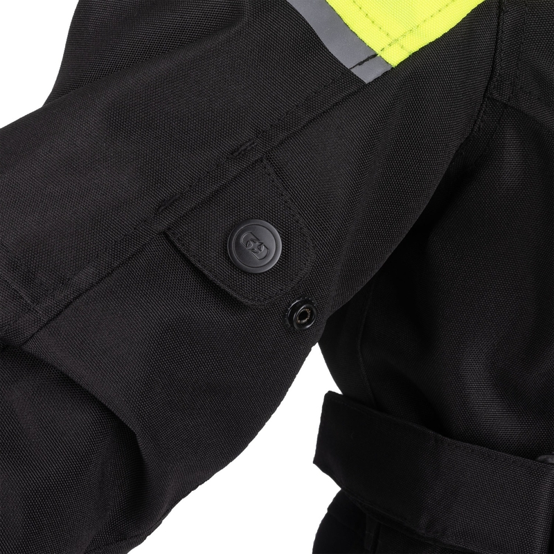 Ženska motoristička jakna Oxford Spartan Long WP crno-fluo žuta
