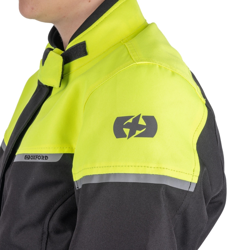 Ženska motoristička jakna Oxford Spartan Long WP crno-fluo žuta