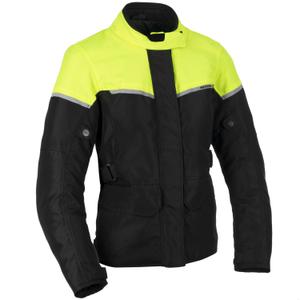 Ženska motoristička jakna Oxford Spartan Long WP crno-fluo žuta